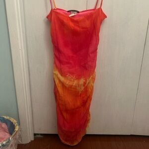 Dollskill mesh Vibrant Red and Orange Dress